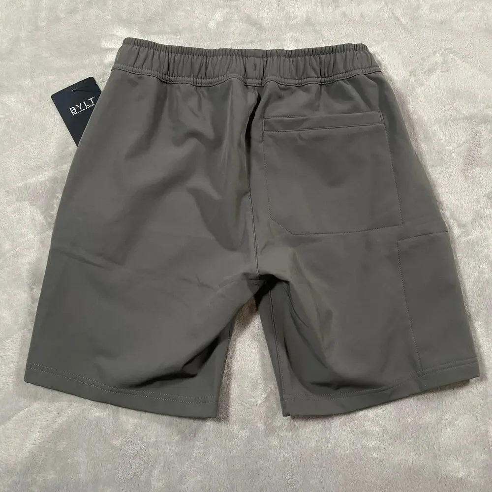 Bylt Shorts Mens Small Grey Ryse Fleece Stretch Casual Drawstring Activewear
